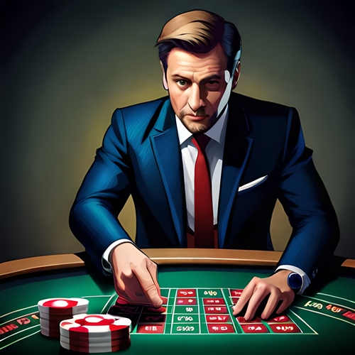 A crap player sitting in front of the gaming table